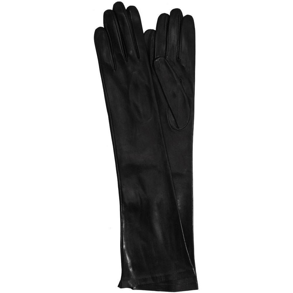 Floto Women's Cashmere Lined Black Italian Long Leather Opera Gloves