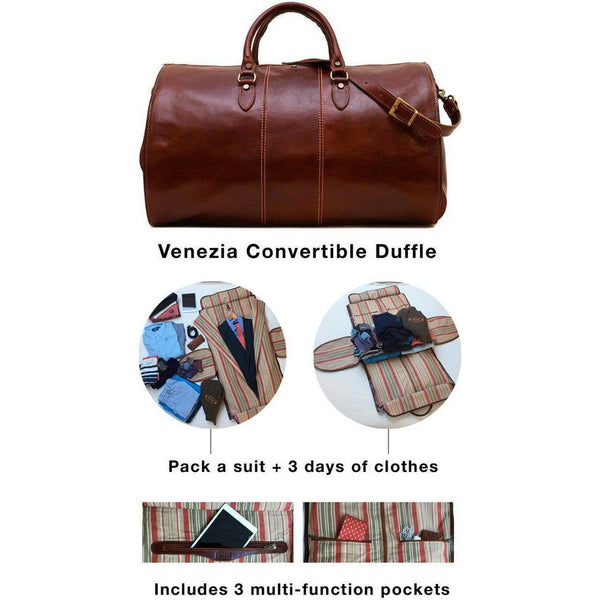 Floto Venezia Italian Leather Garment Duffle Bag Vecchio Brown